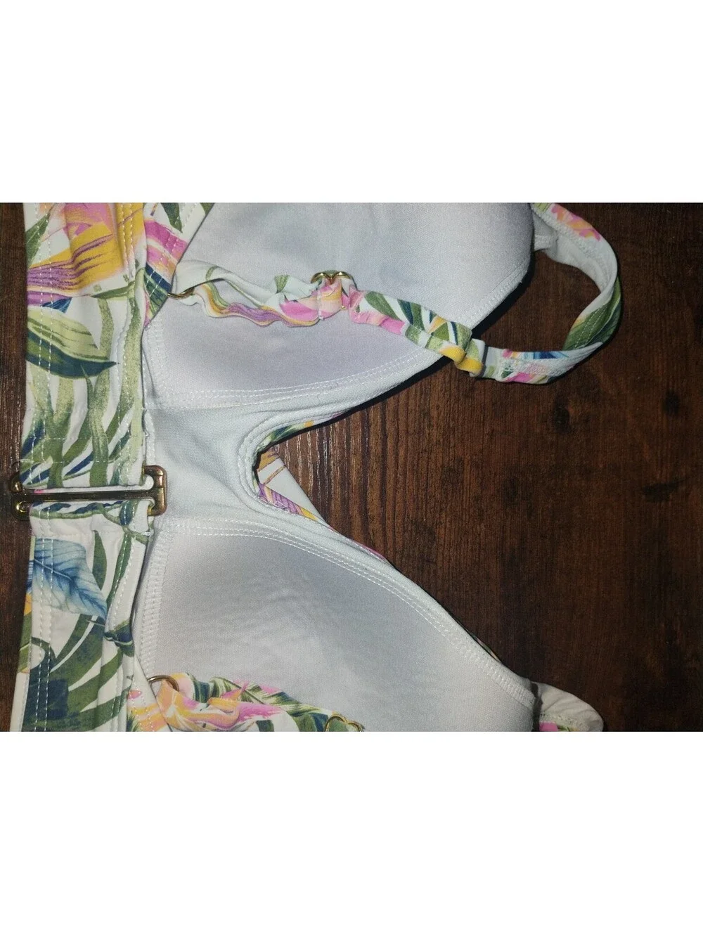 Tropical Print Padded Bikini Top with Adjustable Straps